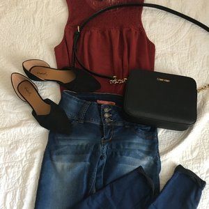 Dark Wash Triple Button Skinny Jeggings Size 3